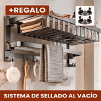 Promo 2x1: Organizador de Baño de Acero Inoxidable con Sistema de Sellado al Vacío + 2 Soportes de REGALO
